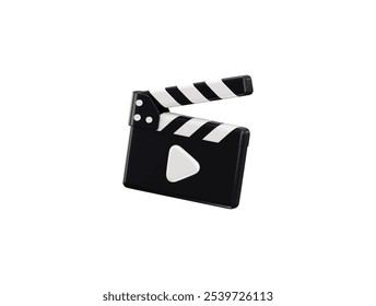 ícone 3d clapperboard conceito de cinema clapper ícone 3d renderização vetor ilustração