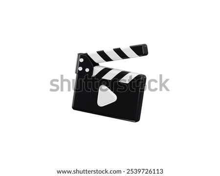 3d clapperboard icon concept of cinema clapper icon 3d rendering vector illustration