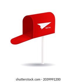 3D classic red mailbox vector logo design icon illustration