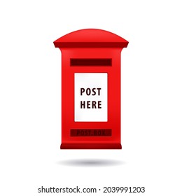 3D classic red mailbox vector logo design icon illustration
