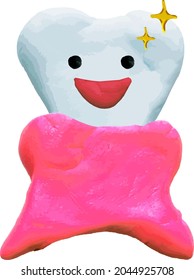 3d clay art smiley face tooth and healthy gums