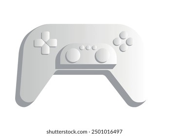 3d clay game controller with geometric shapes in minimal funny cartoon style. Modern design element on white background. Vector illustration or icon gamepad.