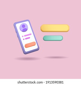 3d clay Smartphone illustration with ballon chat concept vector