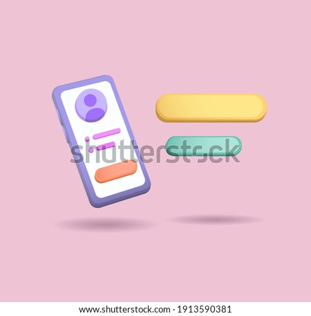 3d clay Smartphone illustration with ballon chat concept vector