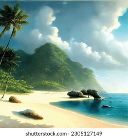 3d clean beach island wallpaper