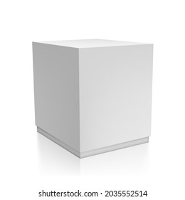 3D Clean White Gift Box Container With Shadow. EPS10 Vector