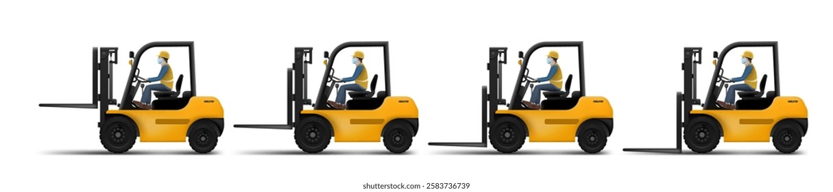 3D Clear New Forklift Isolated On White Background. EPS10 Vector