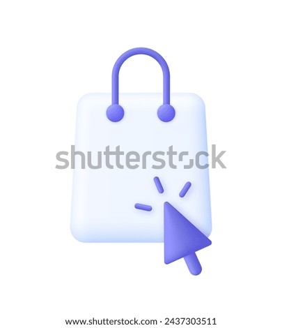 3D Click and collect order icon. Shopping bag icon. Online shopping icon. Trendy and modern vector in 3d style