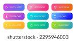 3d click here web buttons. Set of action button, hand cursor and arrow pointing click link buttons. Add to cart, shop now, download buttons. Online shopping icons for UI UX website, mobile app.