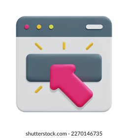 3d click on website icon vector. Isolated on white background. 3d ux and ui concept. Cartoon minimal style. 3d icon vector render illustration.