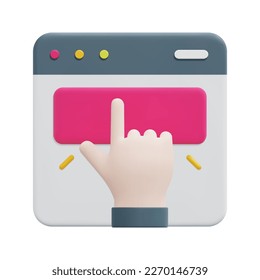 3d clicking on website icon vector. Isolated on white background. 3d ux and ui concept. Cartoon minimal style. 3d icon vector render illustration.