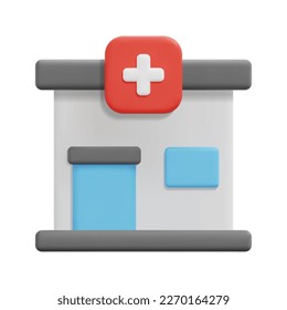 3d clinic icon vector. Isolated on white background. 3d building and architecture concept. Cartoon minimal style. 3d building icon vector render illustration.