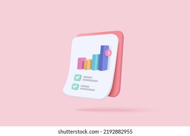 3d clipboard with business idea icon on project plan, fast progress, analytics icon. Business invoice bill expenses idea, checklist planning for target 3d concept. 3d icon vector render illustration