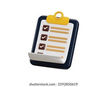 3d clipboard with check list business education task manage icon 3d render concept of Filling tax form. Tax payment, accounting, financial management, Todo list paper icon