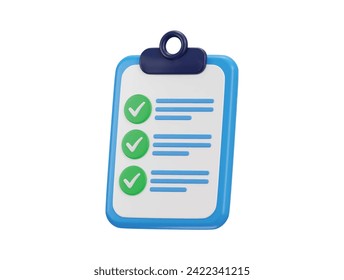 3d clipboard with checklist todo check list business education task management concept icon