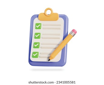 3d clipboard icon with paper blank 3d vector illustration