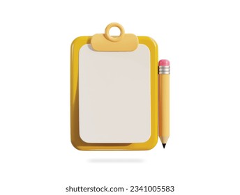 3d clipboard icon with paper blank 3d vector illustration