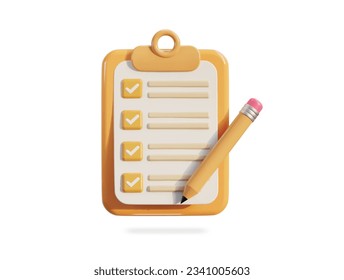 3d clipboard icon with paper blank 3d vector illustration