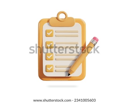 3d clipboard icon with paper blank 3d vector illustration