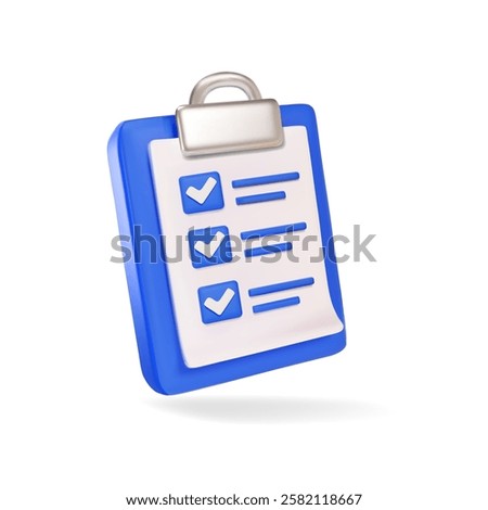 3d clipboard task management todo check list, work project plan concept, approved checklist, exam icon, questionnaire form 3d vector clipboard