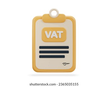 3d clipboard with vat icon