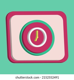 3D clock icon button vector pink background, best for property design images, editable colors