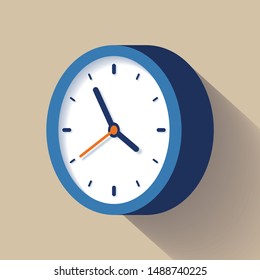 3d Clock icon in flat style, timer on color background. Business watch. Vector design element for you project