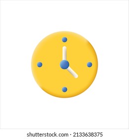 3d clock icon isolated on white background. Vector illustration