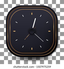 3d Clock Icon with Modern Gold Color