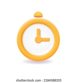 3D Clock icon. Passage of time Time-keeping, time management, planning time. Counting down deadline. Vector