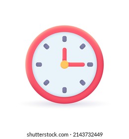 3d clock realistic icon vector concept. Trendy modern design illustration isolated