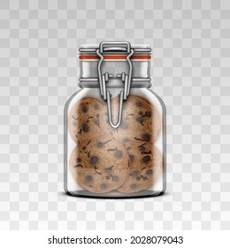 Jar Superior Trasero Trasparente En 3D Con Cookies Aisladas En Fondo. Vector EPS10