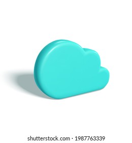 3D Cloud. Blue cloud with shadow isolated on white background. Vector illustration.