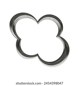 3d cloud with chrome effect in y2k style isolated on white background. Vector illustration for retro futuristic design