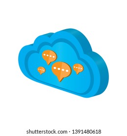 3d cloud computing icon with bubble chats - Vector