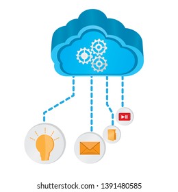 3d cloud computing icon with different symbols - Vector