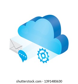 3d cloud computing icon with different symbols - Vector