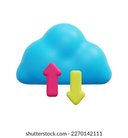 3d cloud computing icon vector. Isolated on white background. 3d cloud technology concept. Technology security. Data storage. Cartoon minimal style. 3d cloud icon vector render illustration.