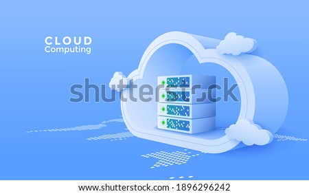 3d Cloud computing online service. Digital technology background. Vector art illustration.	