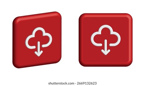 Botón de iconos de Descarga en la nube 3D