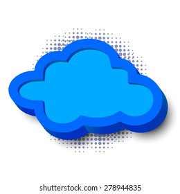 3d cloud frame with border and halftone dots