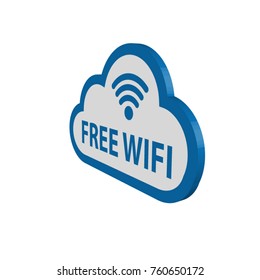 3D Cloud - Free wifi wireless lan symbol