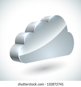 Icono de servicio de Internet en nube 3D aislado en fondo blanco.