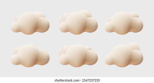 3d cloud pink pastel cute cartoon style collection set. isolatad
