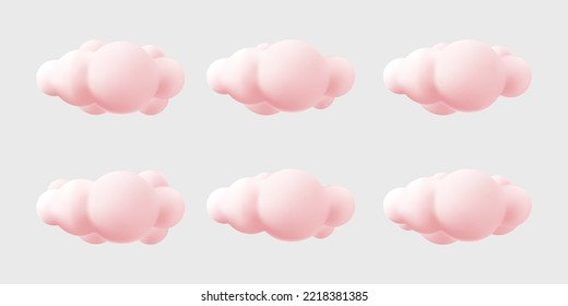 Escándalo pastel rosa nube 3d. Estilo de representación de dibujos animados