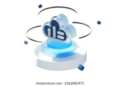 3D cloud service management. Digital technology background. Future 3D illustration technology data security