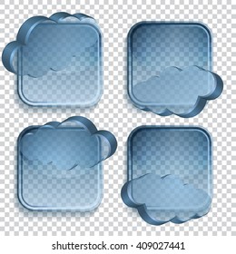 3D cloud storage. Icons with space for your text. Set for design. Vector illustration eps10