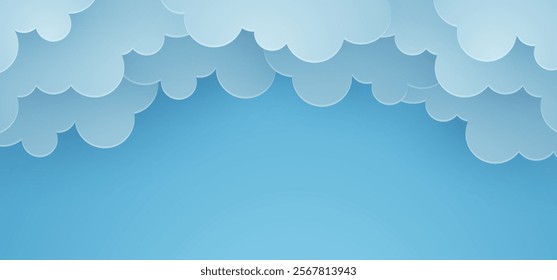 3d cloud. White cartoon fluffy clouds in bubble shape in blue sky, summer rounded cumulus icons. Weather forecast realistic symbols vector set. Outdoor nature, spring weather cloudscape