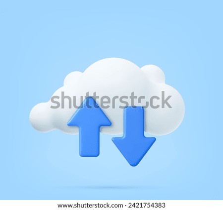 3d clouds arrow for concept design. Technology security. Cloud computing. Data storage. 3d rendering. Vector illustration