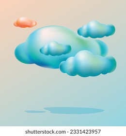 3d clouds isolated on space gradient background